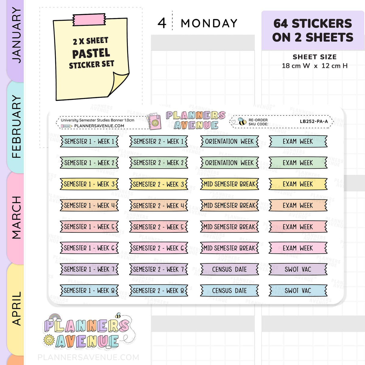 University Semester Banner Flag Stickers