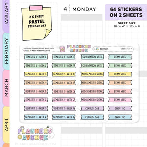 University Semester Banner Flag Stickers