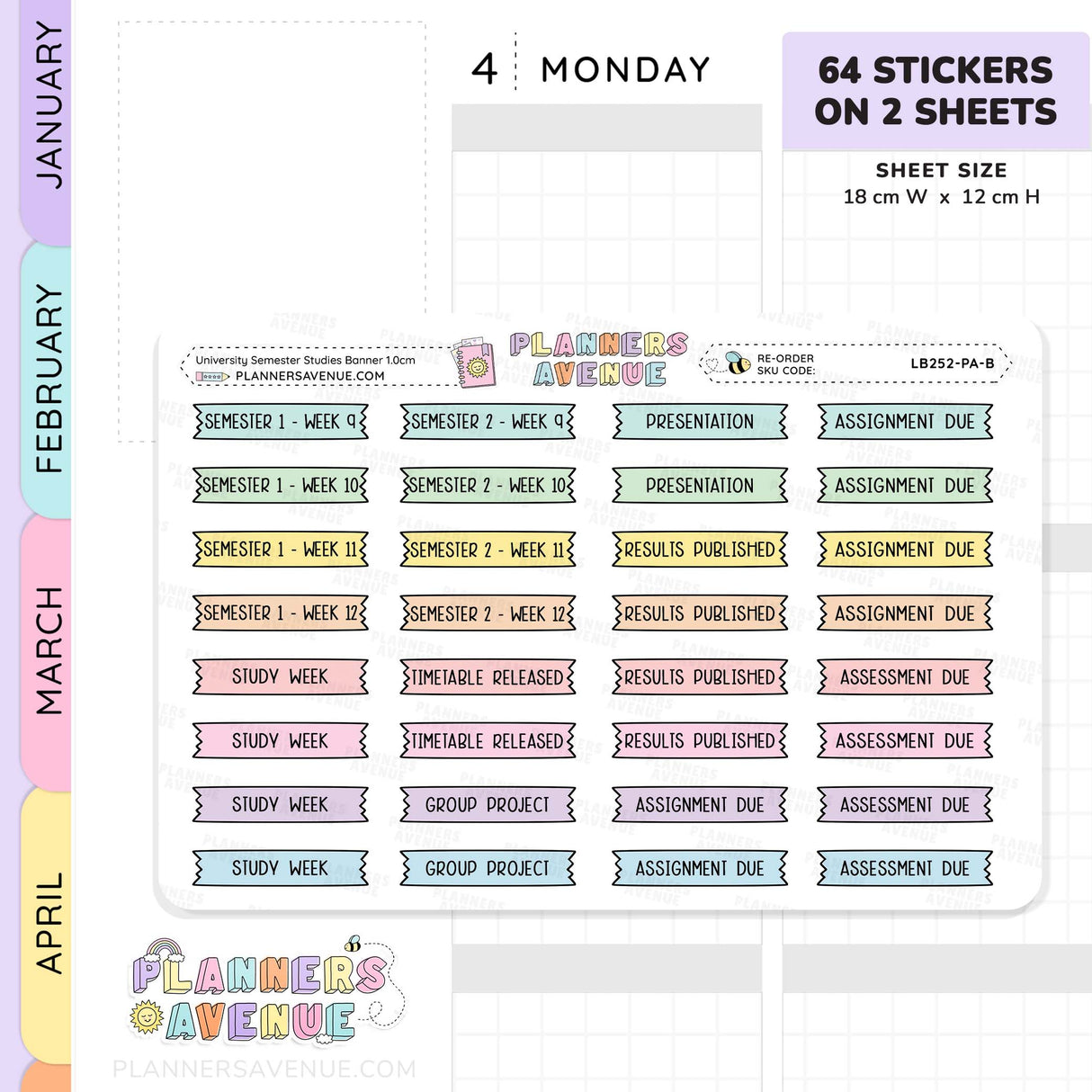 University Semester Banner Flag Stickers