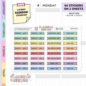 University Semester Banner Flag Stickers