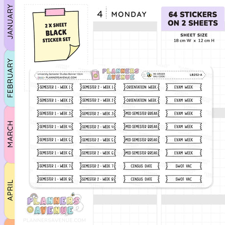 University Semester Banner Flag Stickers