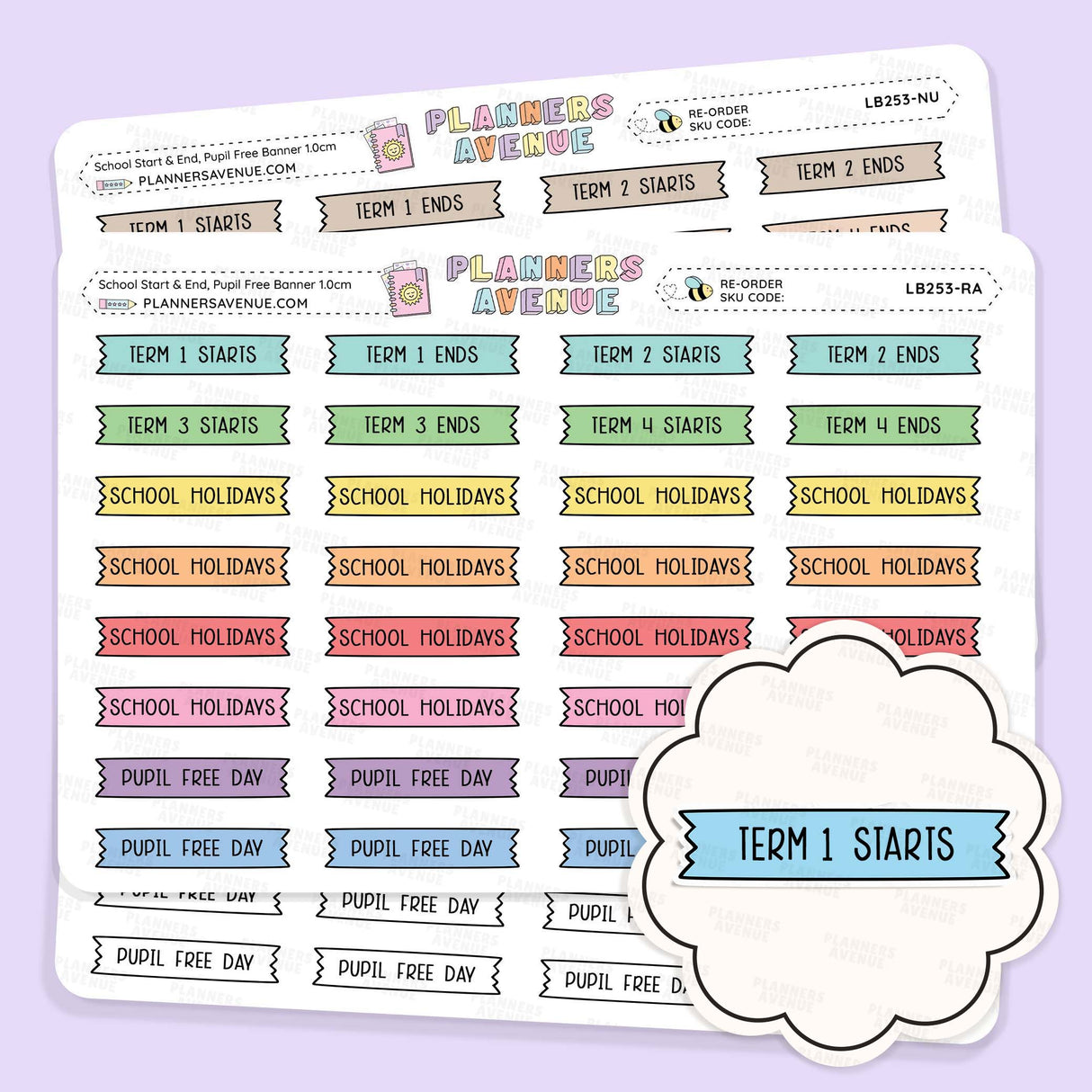School Term Start & End Banner Flag Stickers