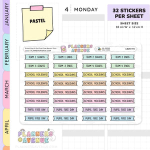 School Term Start & End Banner Flag Stickers