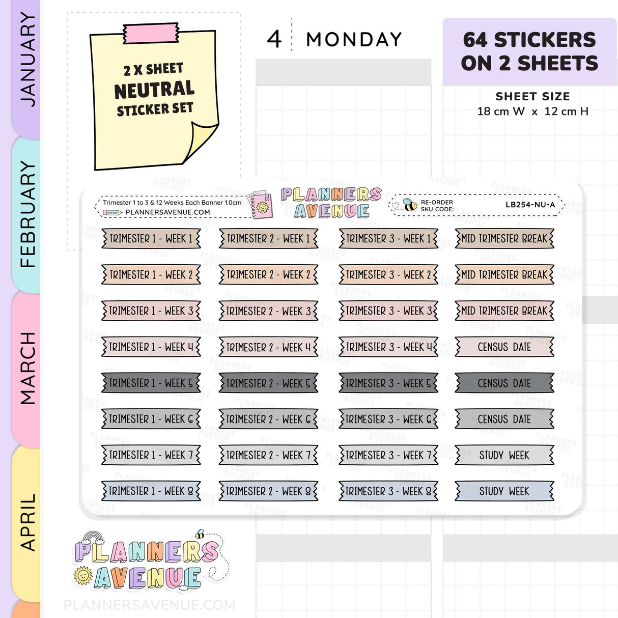 Trimester 1 to 3 with 12 Weeks Banner Flag Stickers