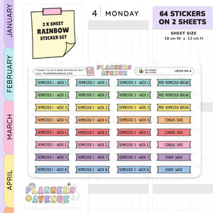 Trimester 1 to 3 with 12 Weeks Banner Flag Stickers