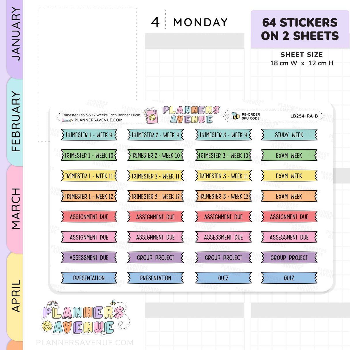 Trimester 1 to 3 with 12 Weeks Banner Flag Stickers