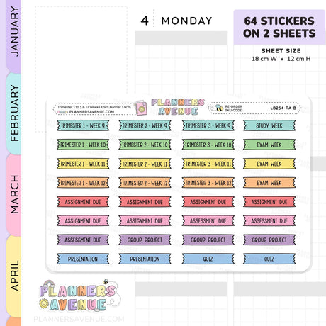 Trimester 1 to 3 with 12 Weeks Banner Flag Stickers
