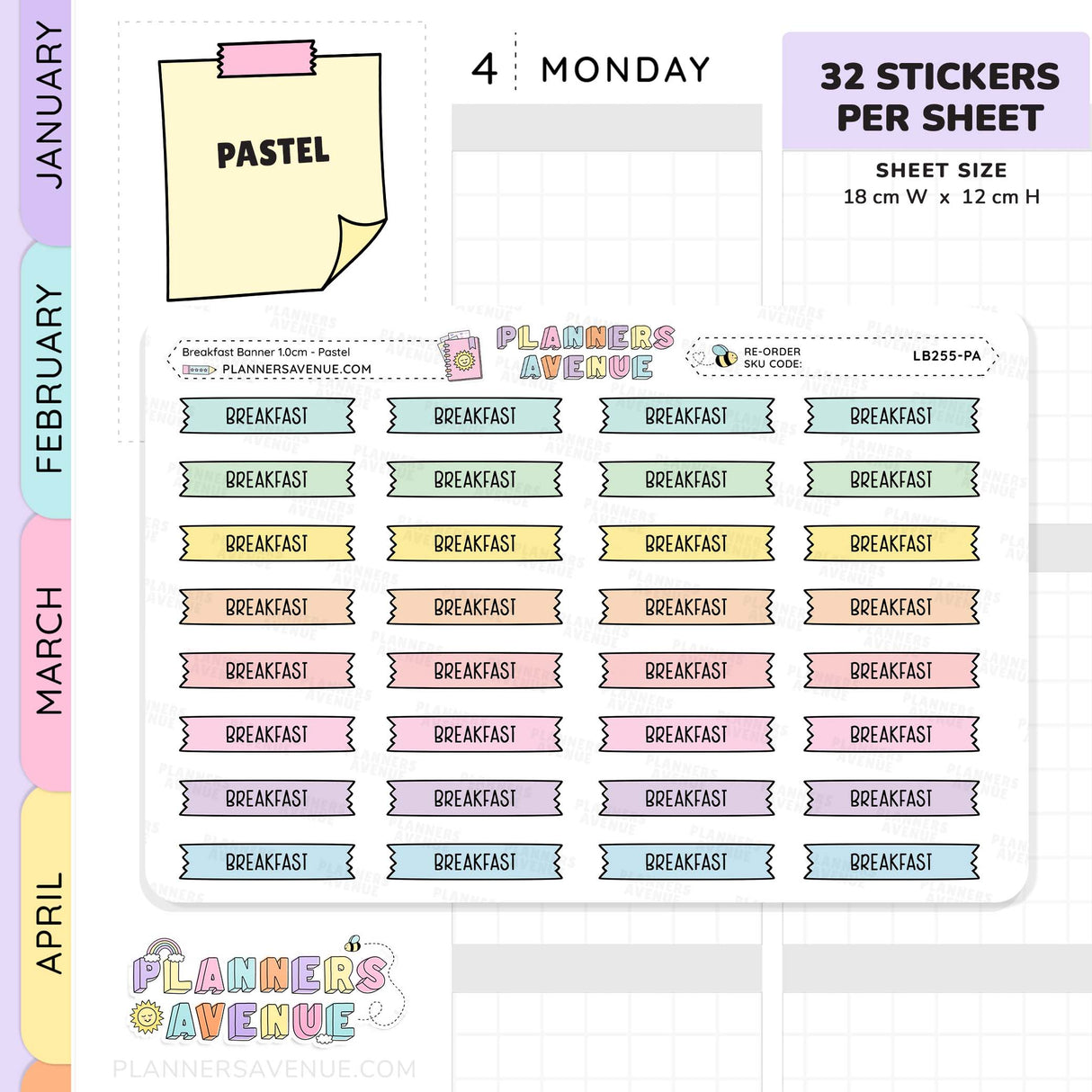 Breakfast Banner Flag Stickers