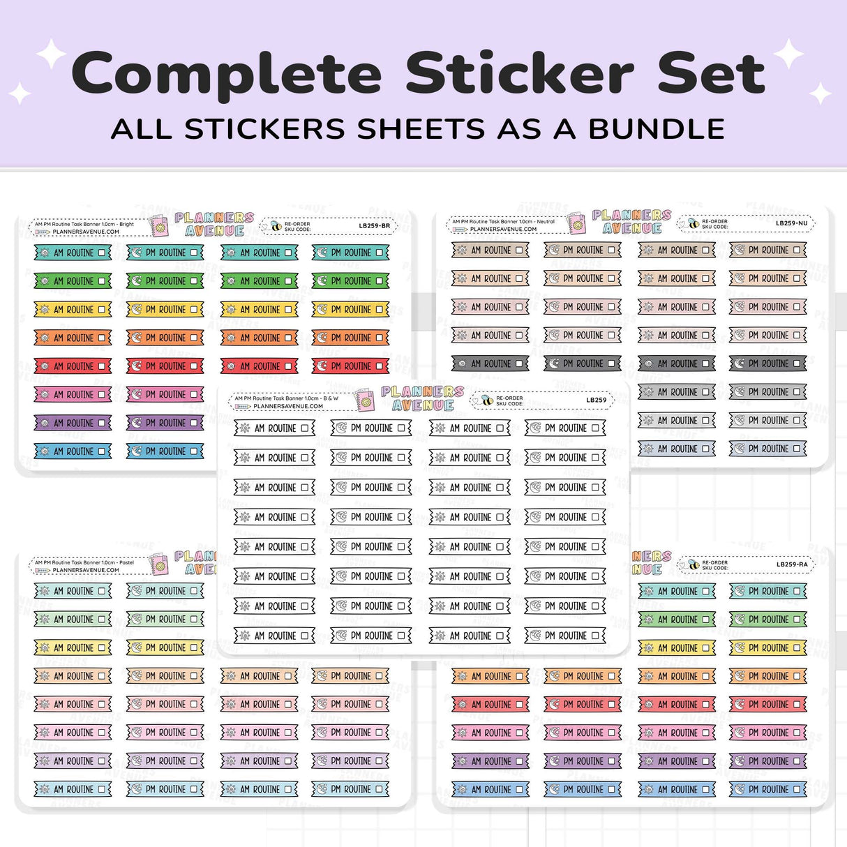 AM & PM Routine Banner Flag Stickers