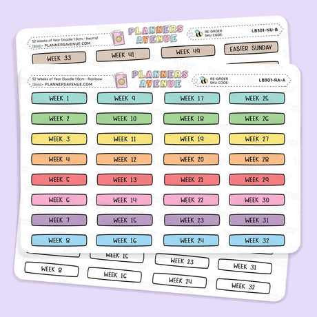 Week Of The Year Planner Stickers