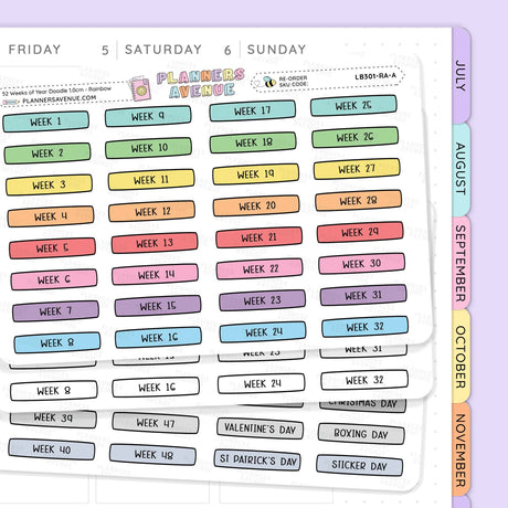 Week Of The Year Planner Stickers