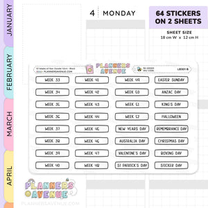 Week Of The Year Planner Stickers