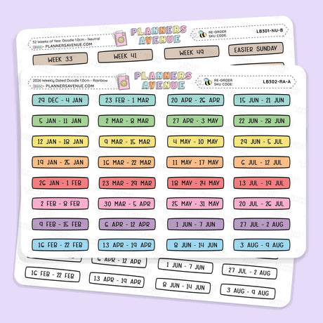 2026 Weekly Dated Planner Stickers