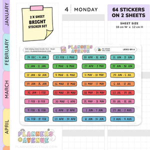 2026 Weekly Dated Planner Stickers (2 Sticker Sheet Set)