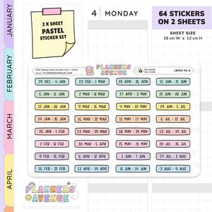 2026 Weekly Dated Planner Stickers (2 Sticker Sheet Set)