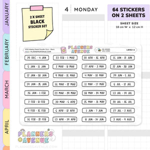 2026 Weekly Dated Planner Stickers (2 Sticker Sheet Set)