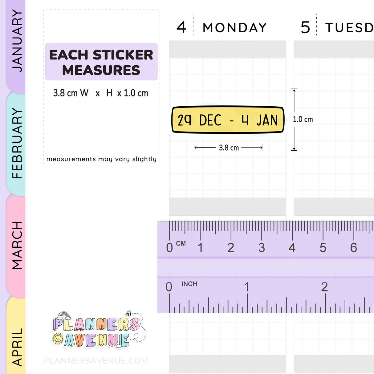 2026 Weekly Dated Planner Stickers (2 Sticker Sheet Set)