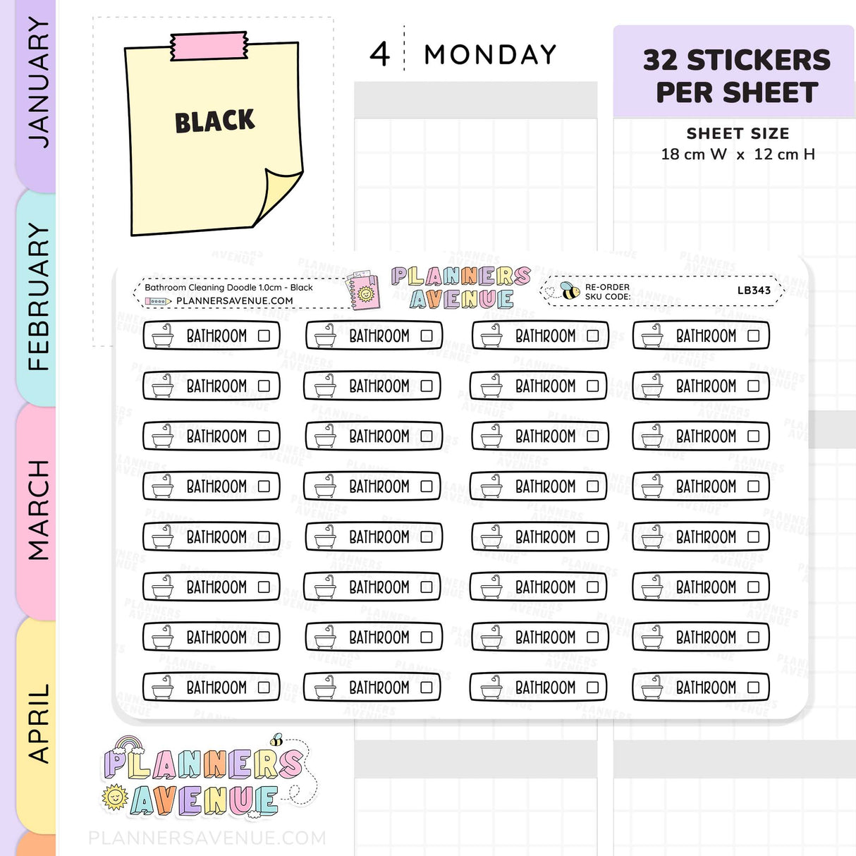 Bathroom Cleaning Planner Stickers