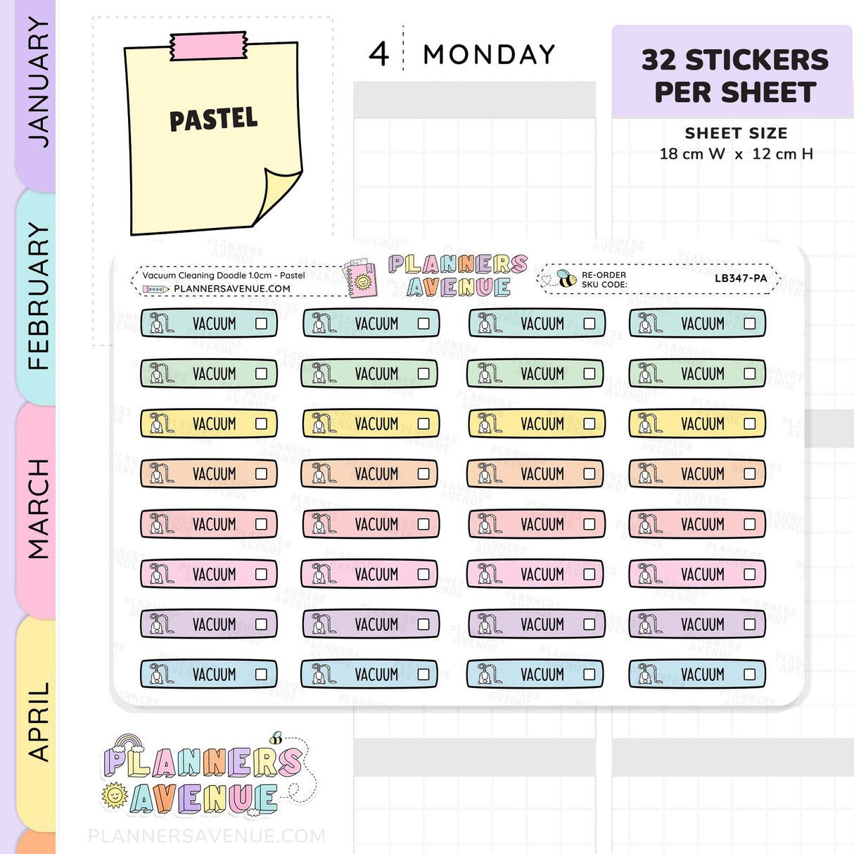 Vacuum Cleaning Planner Stickers