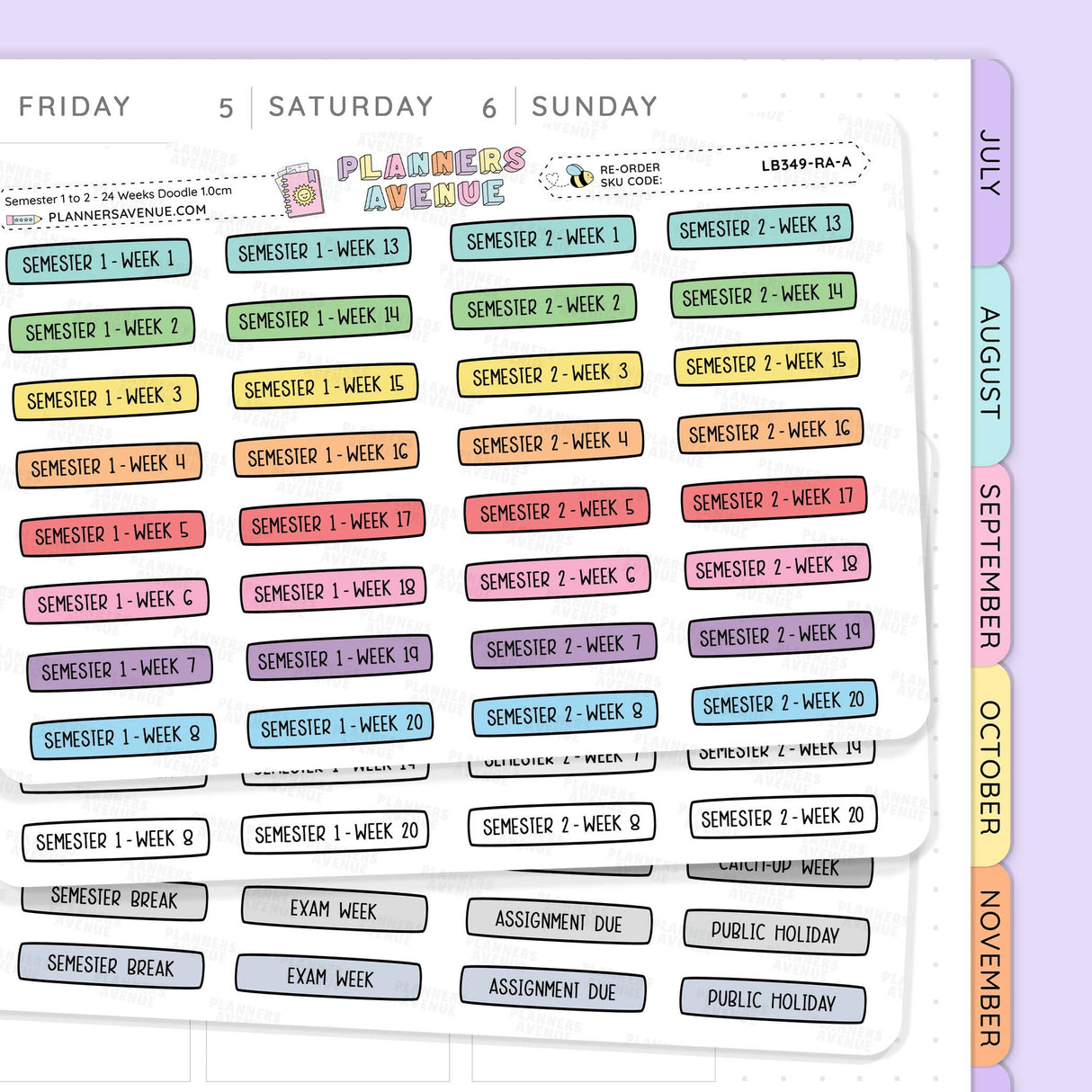 Semester 1 to 2 with 24 Weeks Planner Stickers