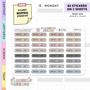 Semester 1 to 2 with 24 Weeks Planner Stickers