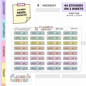 Semester 1 to 2 with 24 Weeks Planner Stickers