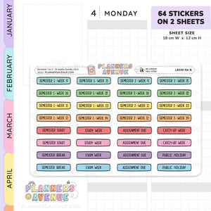 Semester 1 to 2 with 24 Weeks Planner Stickers