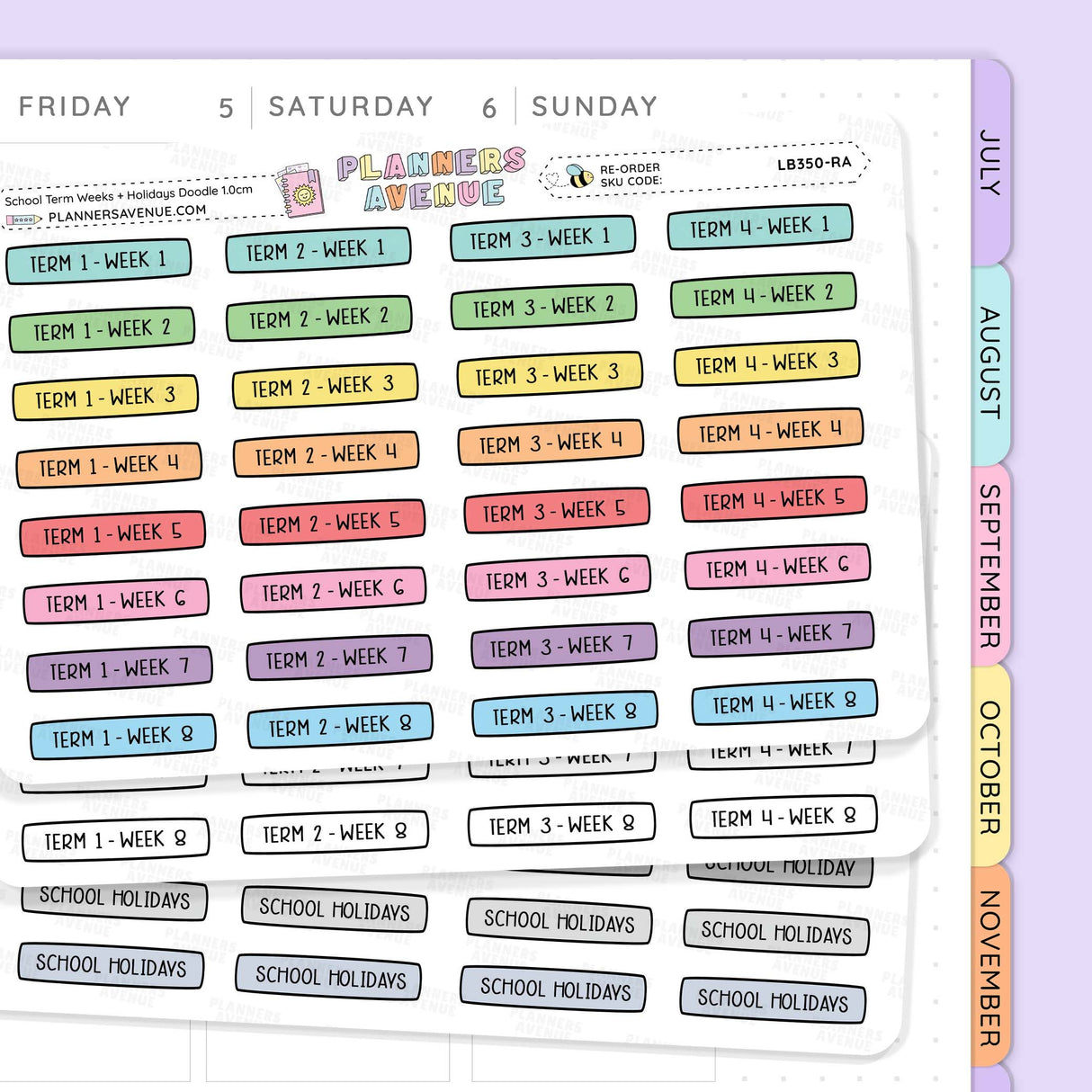 School Term Week Planner Stickers