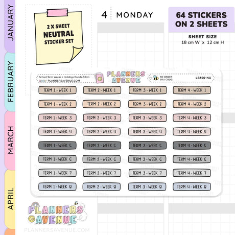 School Term Week Planner Stickers