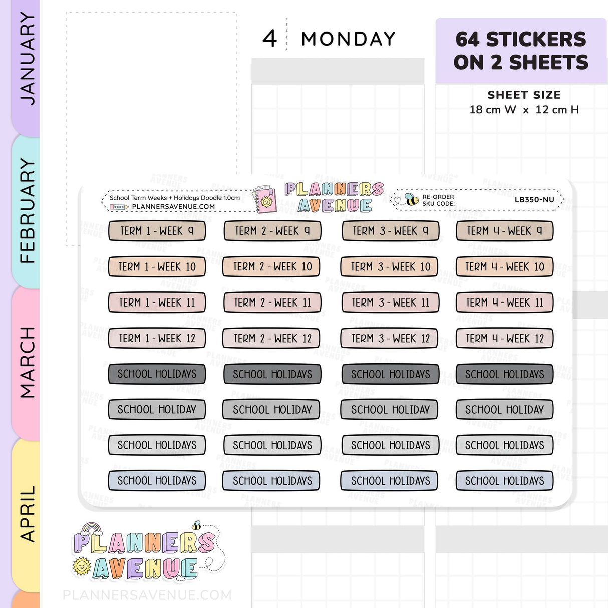 School Term Week Planner Stickers