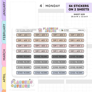 School Term Week Planner Stickers