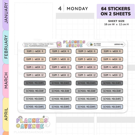 School Term Week Planner Stickers