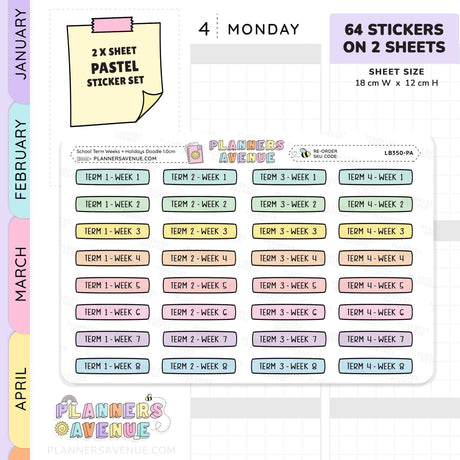 School Term Week Planner Stickers