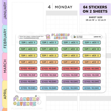 School Term Week Planner Stickers