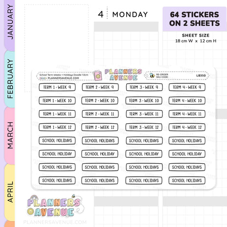 School Term Week Planner Stickers