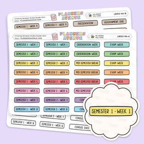 University Semester Planner Stickers