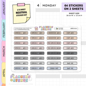 University Semester Planner Stickers