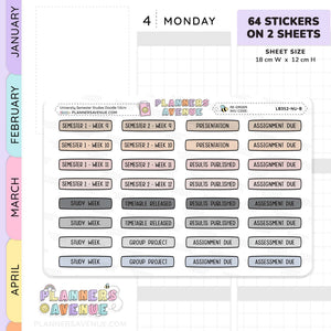 University Semester Planner Stickers