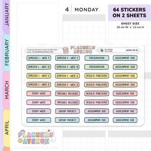 University Semester Planner Stickers