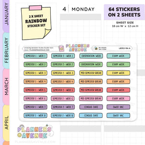 University Semester Planner Stickers