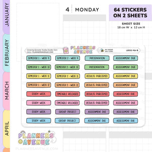 University Semester Planner Stickers