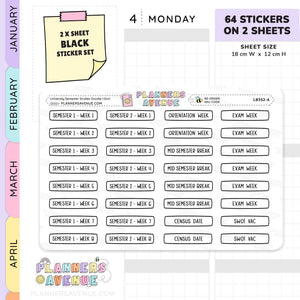 University Semester Planner Stickers