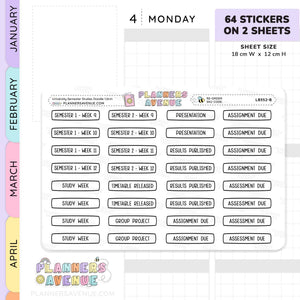 University Semester Planner Stickers