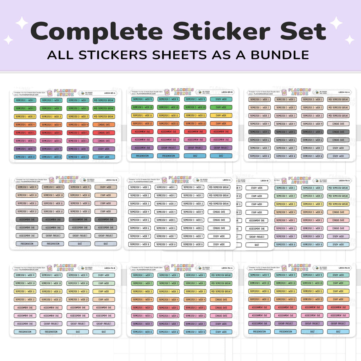 Trimester 1 to 3 with 12 Weeks Planner Stickers