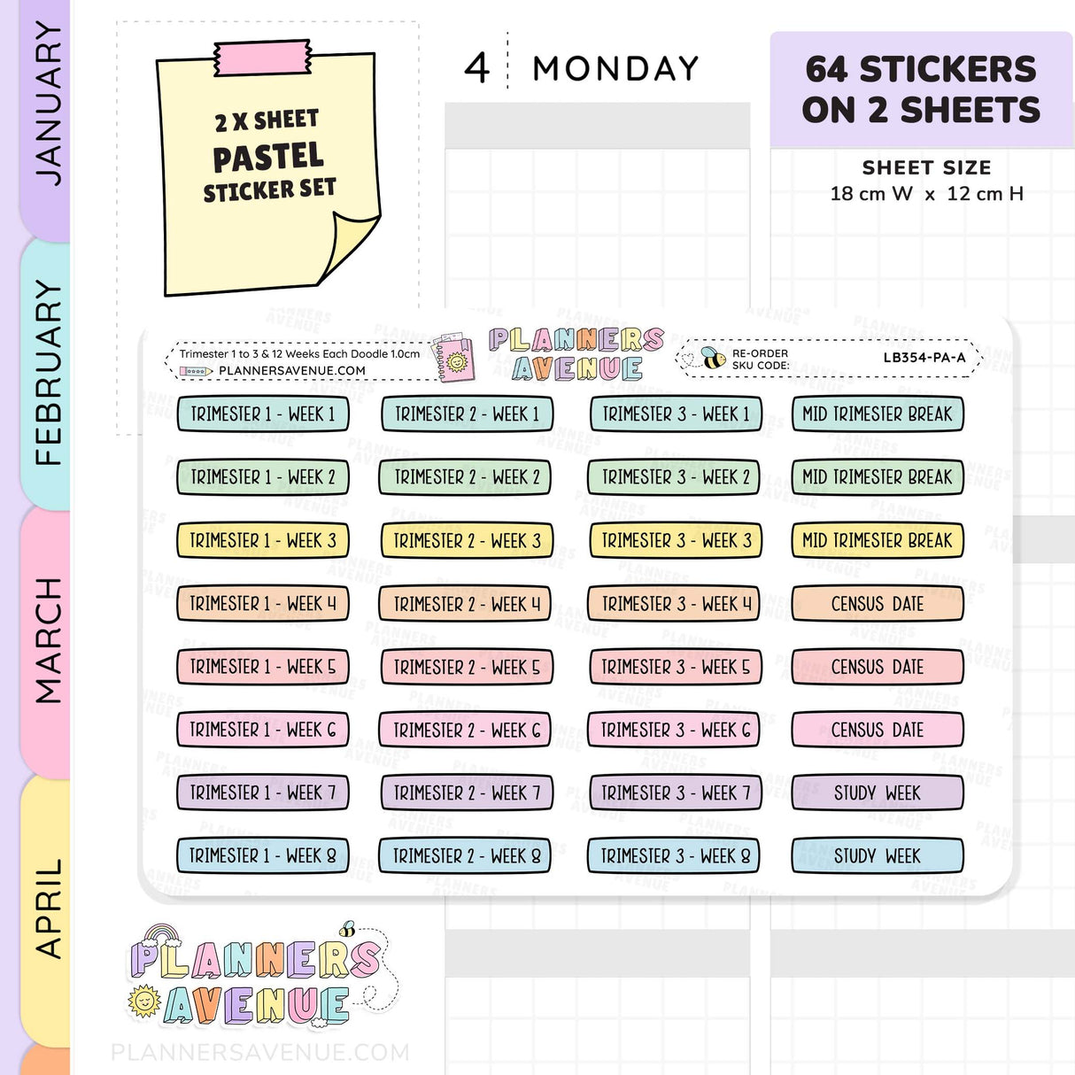 Trimester 1 to 3 with 12 Weeks Planner Stickers