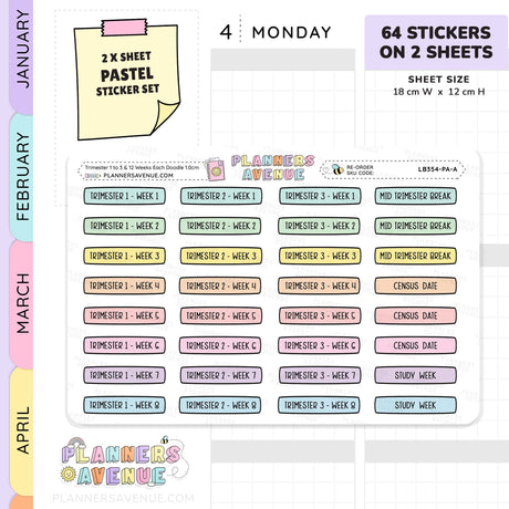 Trimester 1 to 3 with 12 Weeks Planner Stickers