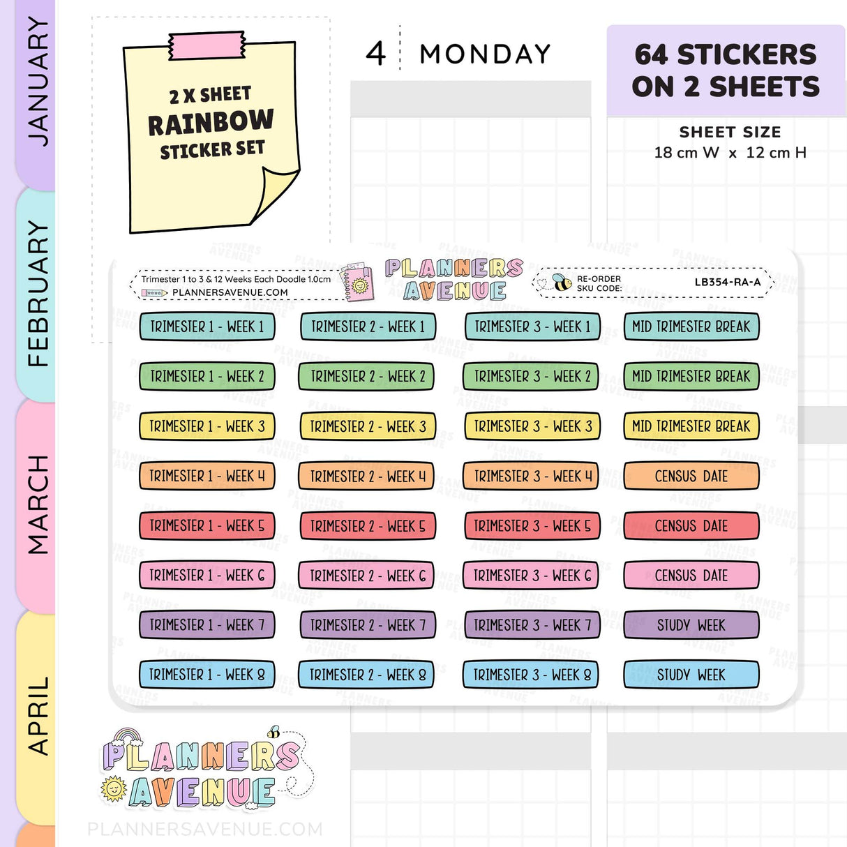 Trimester 1 to 3 with 12 Weeks Planner Stickers