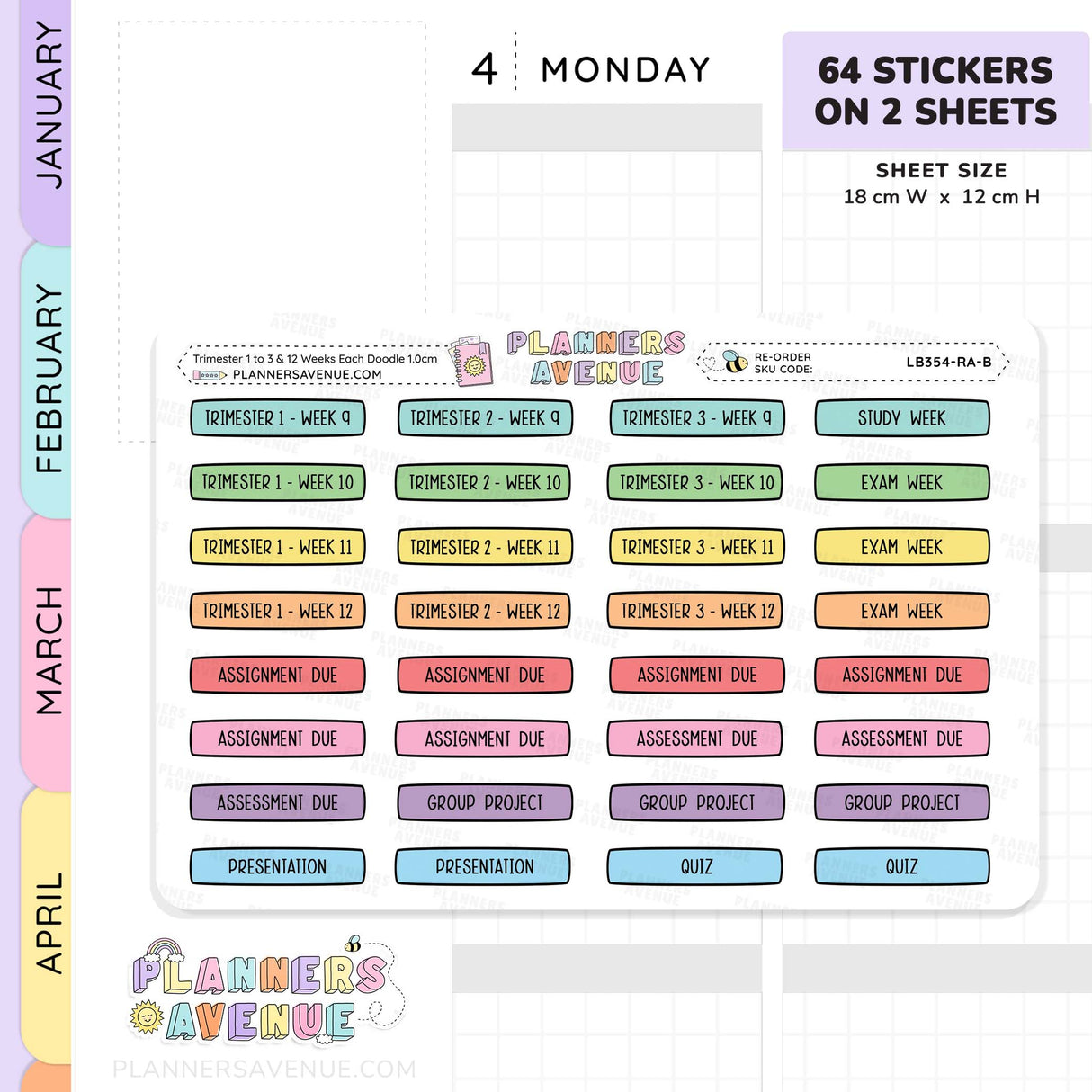 Trimester 1 to 3 with 12 Weeks Planner Stickers