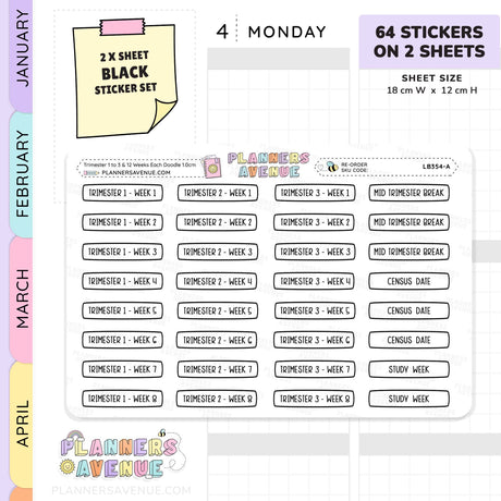 Trimester 1 to 3 with 12 Weeks Planner Stickers