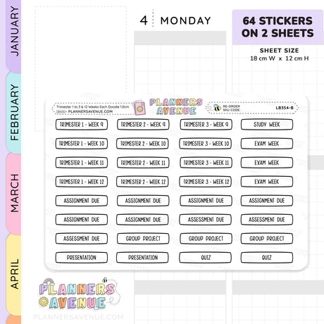 Trimester 1 to 3 with 12 Weeks Planner Stickers